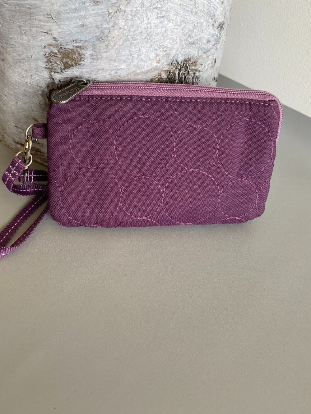 Thirty One Plum Quilted Dots Wristlet Wallet Purple ECU